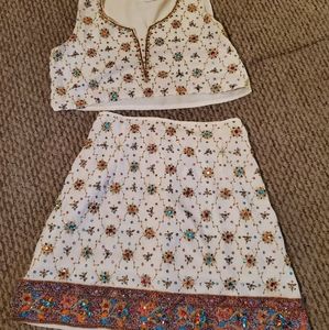 BetweenDreams 2 piece indian embroidered skirt set